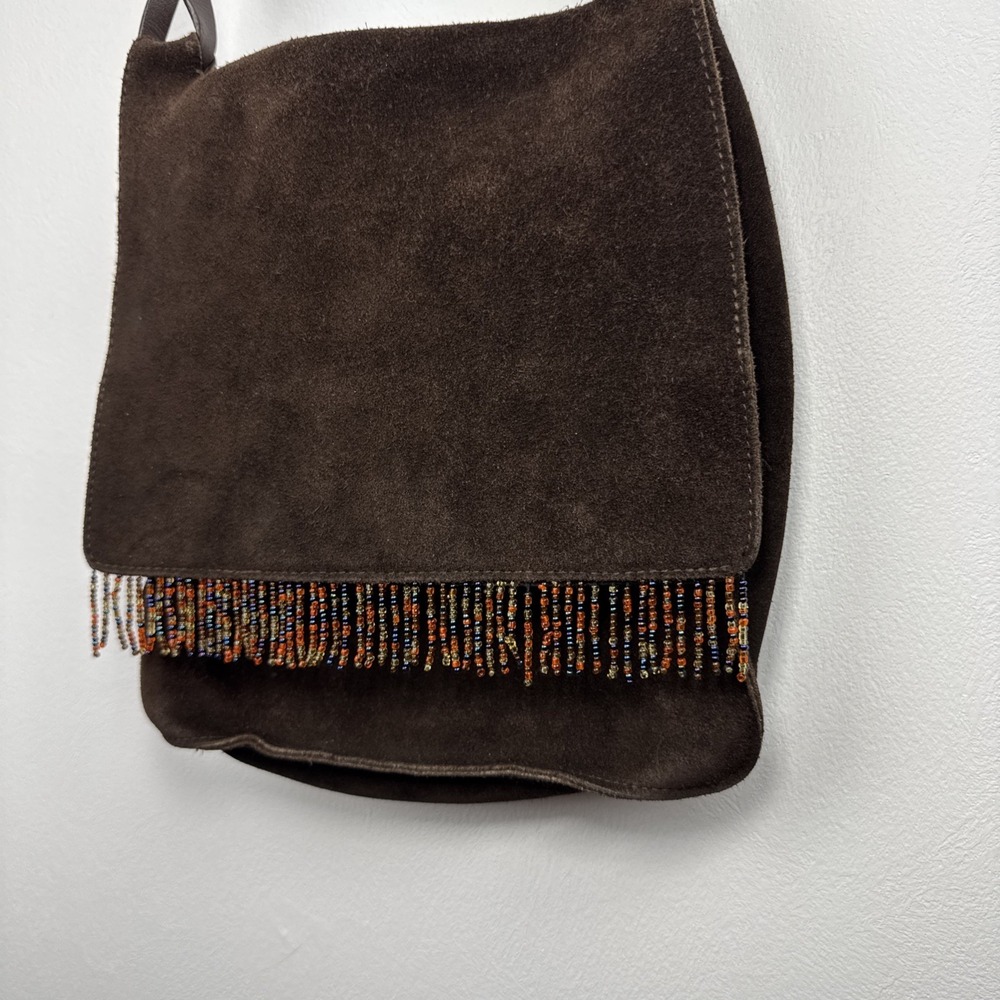 The Limited Purse Crossbody Genuine Brown Leather Beaded Work Multicolor Small - Picture 5 of 14
